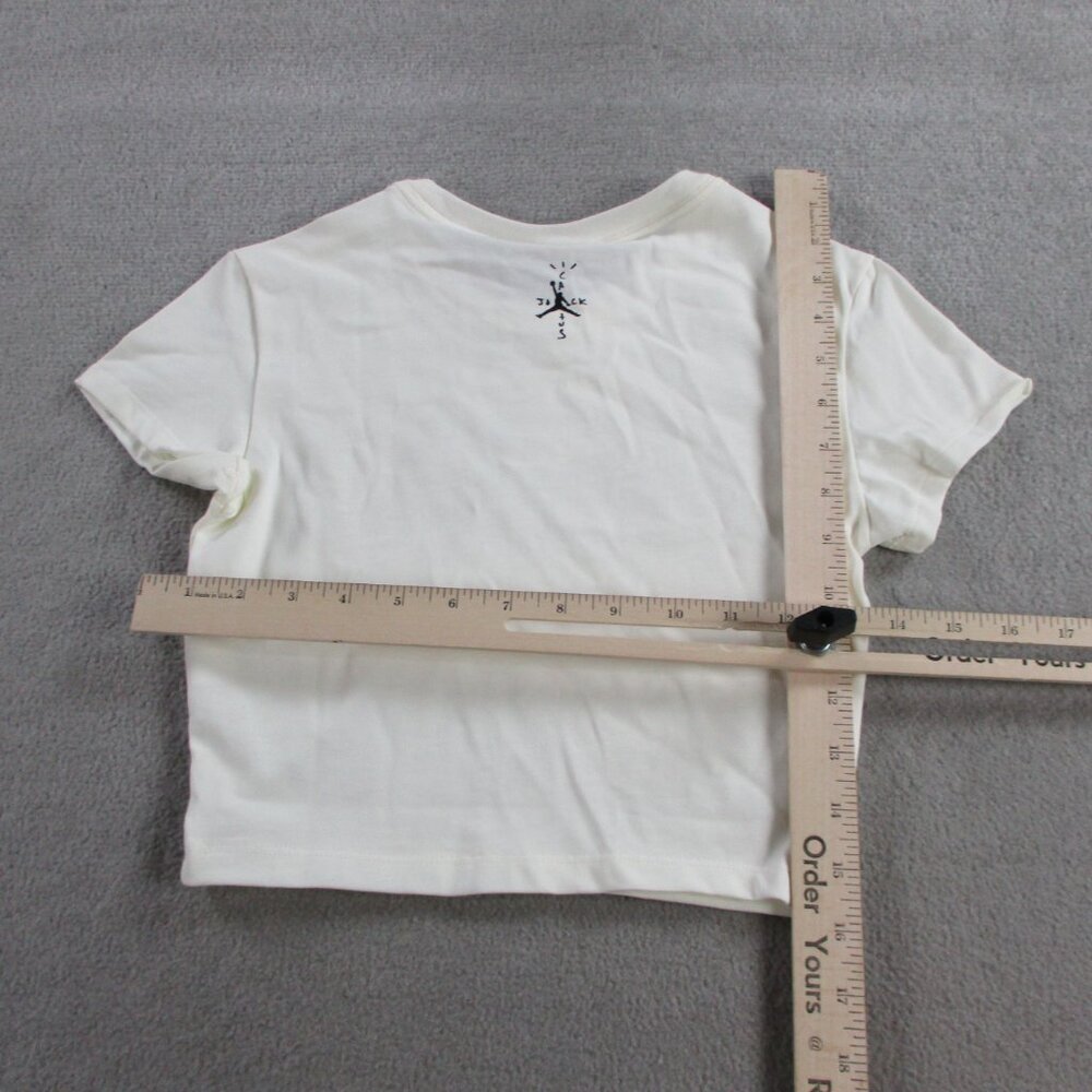 Air Jordan x Travis Scott Shirt Womens XS Slim Sail Cropped Crop Top NWT FQ7805 - Picture 8 of 11